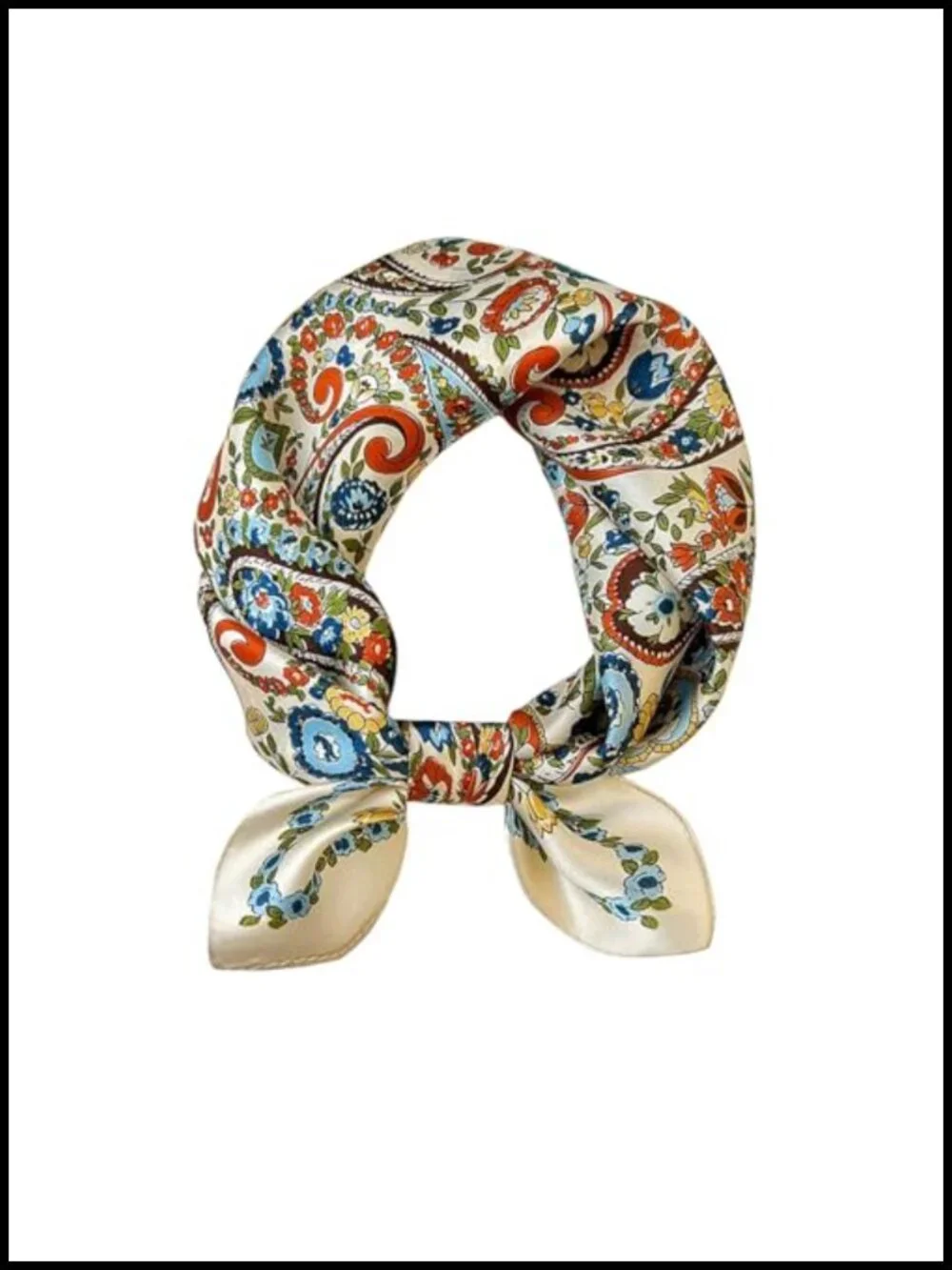 100% Pure Mulberry Silk Small Square Scarf 21x21 Digital Printed Neckerchief